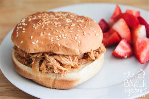 Slow Cooker Pulled Chicken Sandwiches The Baker Upstairs