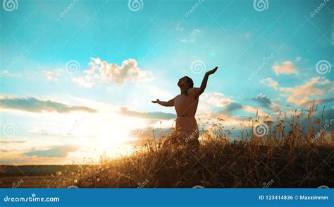 Girl Folded Her Hands In Prayer Silhouette At Sunset Woman Lifestyle
