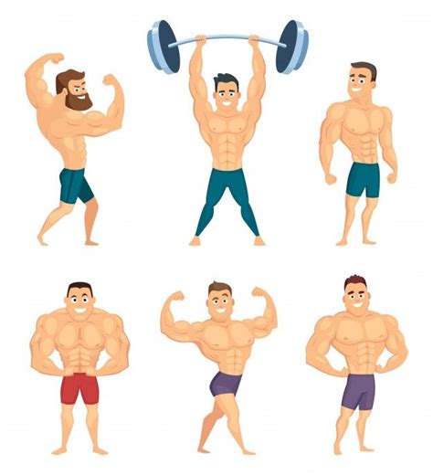 Cartoon Characters Of Strong And Muscular Bodybuilders Cartoon