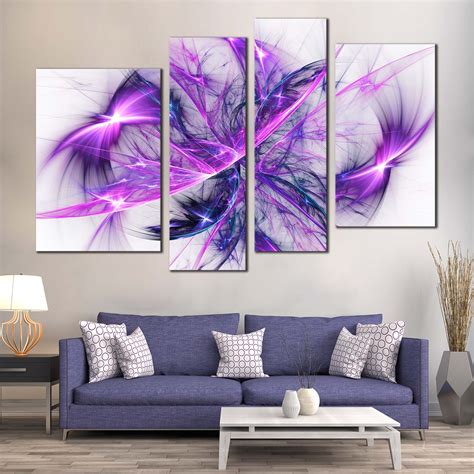 Modern Abstract Canvas Wall Art Purple Bright Abstract Fractal Canvas