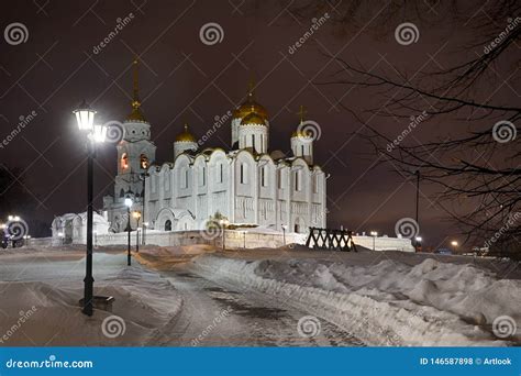 Assumption Cathedral In Winter Night Vladimir Stock Photo Image Of