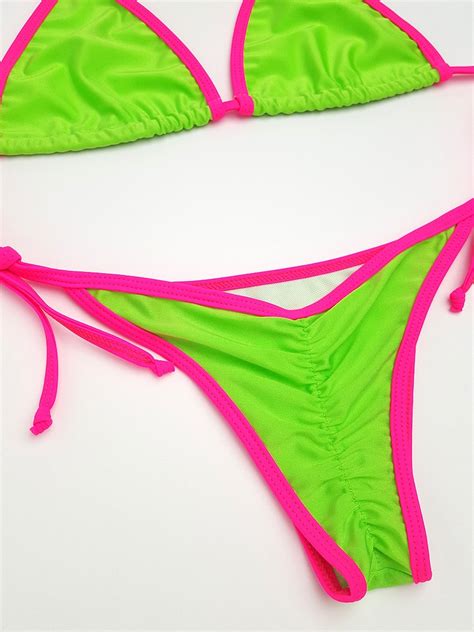 Neon Green Classic Scrunch Bottom Bikinis Tassel Bikini Set Bikini Set My Xxx Hot Girl