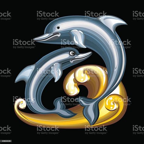 Collection Of Mascots Statuette Dolphins Stock Illustration Download
