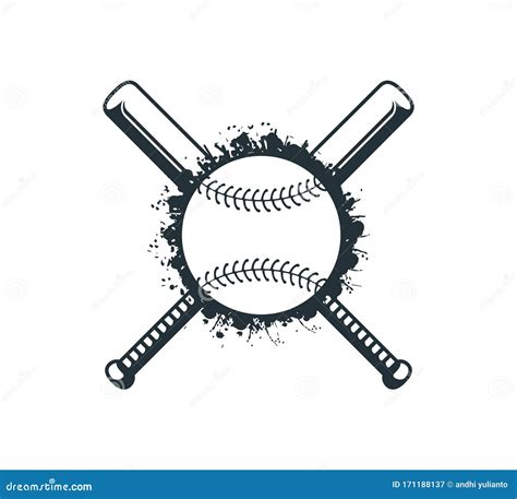 Crossed Baseball Softball Bat Stuff Vector Logo Graphic Design Stock