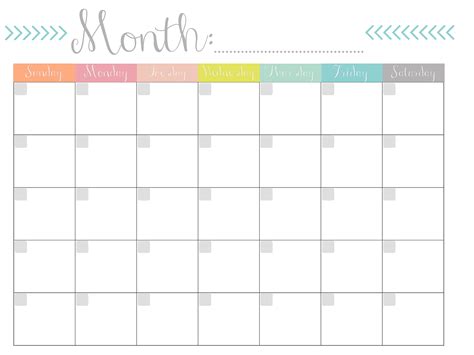 Printable Month Calender Template Business Psd Excel Word Pdf