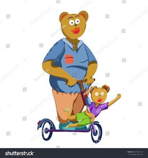 Daddy Bear His Son Ride Samakat Stock Illustration 2017851317 Shutterstock
