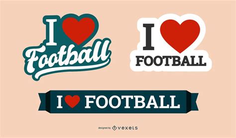 I Love Football Badge Set Vector Download