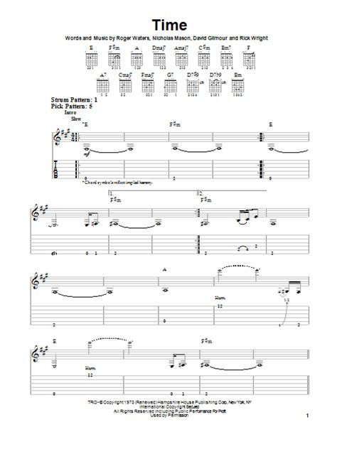 Time By Pink Floyd Easy Guitar Tab Guitar Instructor