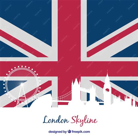 Flag London Skyline Silhouette Vecteur Premium