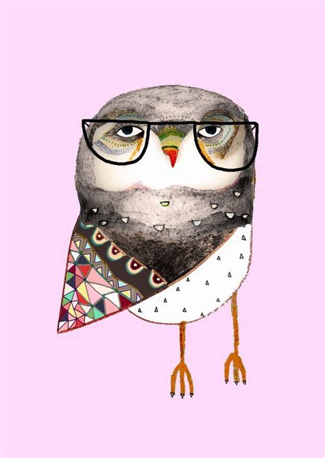 Owl With Glasses Childrens Illustration Art Print Kids Etsy In 2021