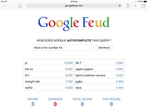 There are 10 answers available and you. playing google feud when... | Rebrn.com
