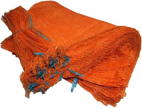 100 Orange Net Sacks 30cm X 50cm With Drawstring Raschel Bags Mesh