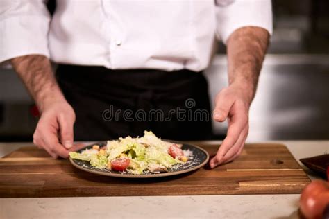 Master Class Of Cooking By Professional Chef In Restaurant Stock Image