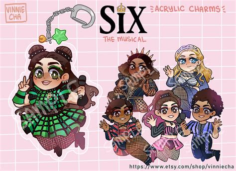 Six The Musical Acrylic Charms Etsy