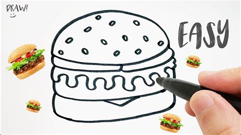 How To Draw A Burger Step By Step Easy Drawing Youtube