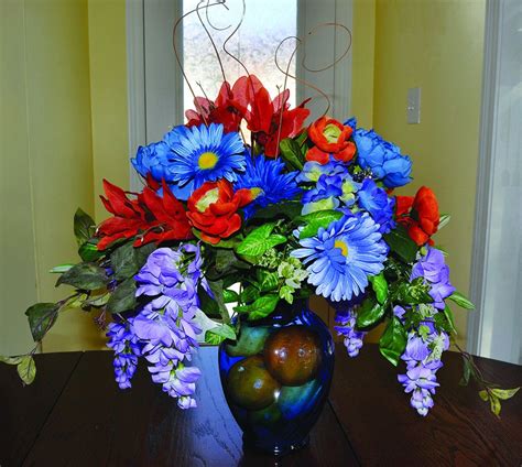 Easter Blue Floral Centerpiece Glass Vase Gerber Flower Etsy