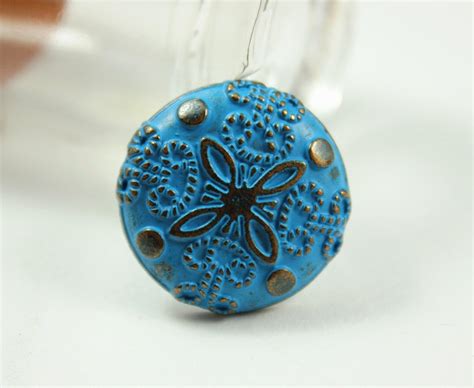 Metal Buttons Damascene Carvings Metal Buttons Copper Blue Etsy
