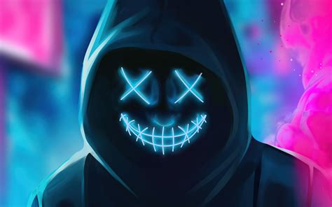 1920x1200 Neon Guy Mask Smiling 4k 1080p Resolution Hd 4k Wallpapers
