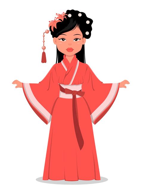 Chinese Girl Character In Beautiful Traditional Clothes 2816578 Vector