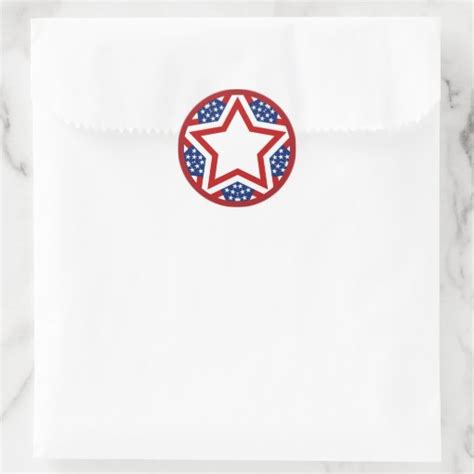 Red White And Blue Star Design To Add Text Classic Round Sticker Zazzle