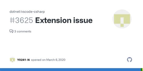 Extension Issue · Issue 3625 · Dotnetvscode Csharp · Github