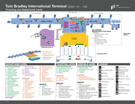 Los Angeles Airport Map Lax Printable Terminal Maps Shops Food