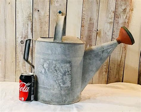 Metal Galvanized Watering Can Decoupage Modern Vase Decorative Camomile