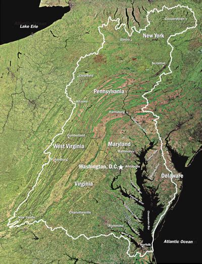 Large Map Of Chesapeake Bay Watershed