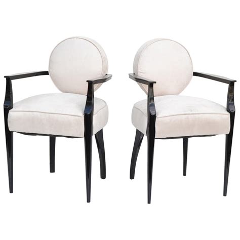 French Art Deco Armchair Dominique Style Ultrasuede Fabric Pair For