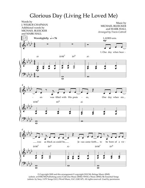 Glorious Day Living He Loved Me Choral Anthem Satb Sheet Music Pdf Lifeway Choral Arr