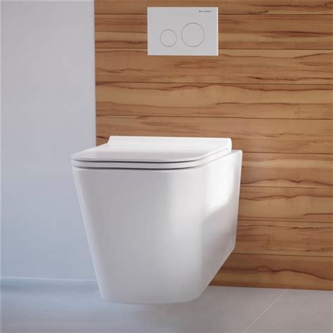 Swiss Madison Concorde White Dual Square Custom Height Wall Hung Toilet