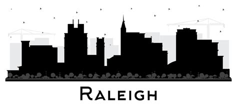 Raleigh North Carolina City Skyline Silhouette With Black Buildings