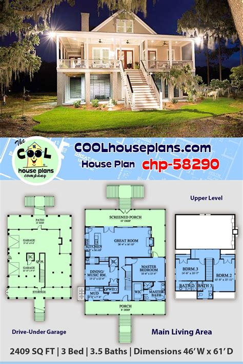 With over 50 thousands photos uploaded by local and international professionals, there's inspiration for you only at. Southern Post or Pier Home Plan chp-58290 on a Raised Foundation for Low Lying Seaside Areas.
