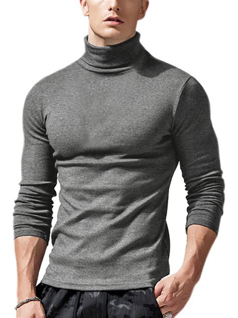UKAP - Long Sleeve Shirt for Men Winter Turtleneck Basic Top Thermal 