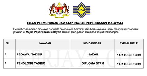 Adakah anda calon temuduga penolong pegawai tadbir gred n29? Jawatan Kosong Terkini Majlis Peperiksaan Malaysia ...