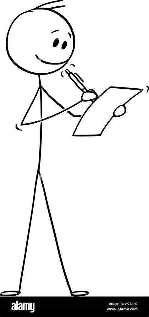 Vector Cartoon Stick Figure Drawing Conceptual Illustration Of Smiling