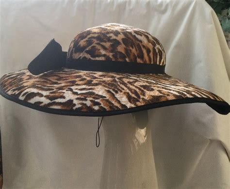 1980s Leopard Print Hat Large Wide Brim Brownblack Animal Etsy