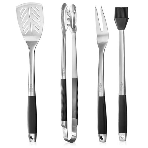 Pure Grill 4 Piece Stainless Steel Bbq Tool Utensil Set Professional
