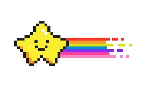 Premium Vector Vector Illustration Of Cute Pixel Art Star And Rainbow