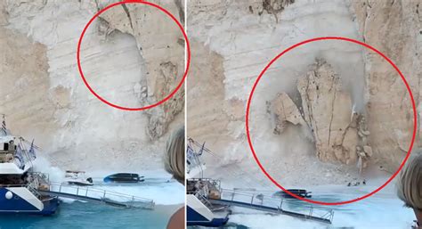 Horrific Cliff Collapse On Navagio Beach Of Zakynthos Greece Video