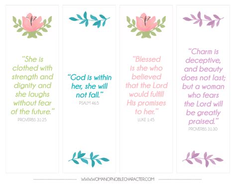Beautiful Bible Verse Bookmarks As A T To You Woman Of Noble Character