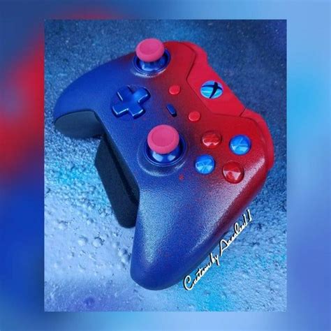 Xbox One Elite Wireless Controller Custom Ombre Splatter Texture Red And Blue Blue Led In 2020