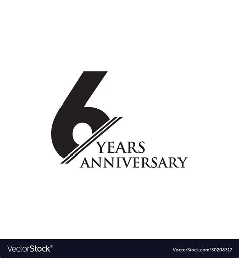 6th Year Anniversary Emblem Logo Design Template Vector Image