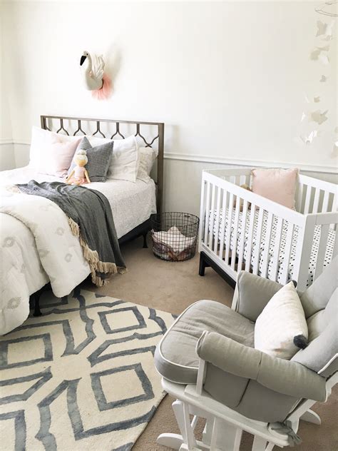 Pink And Grey Nursery And Guest Room Shared Baby Rooms Nursery Guest