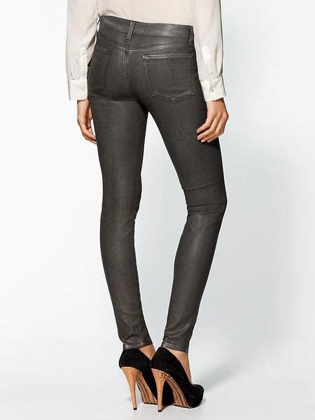 J Brand Low Rise Skinny Coated Jeans In Gray Moonwalk Lyst