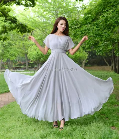 Light Grey Chiffon Maxi Dress Summer Dresses Dress Casual Dress Calf