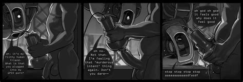 rule 34 apis comic dialogue duo english text fleshlight glados greyscale human human