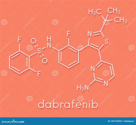 Dabrafenib Melanoma Cancer Drug Molecule Skeletal Formula Stock