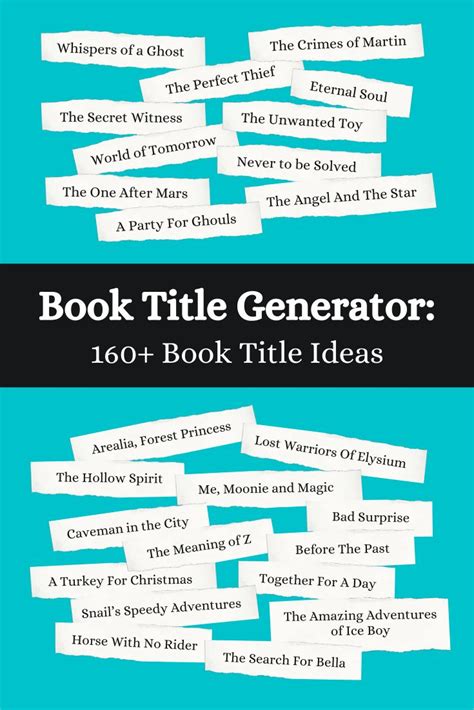 Book Title Generator 160 Book Title Ideas 📚 Imagine Forest In 2021