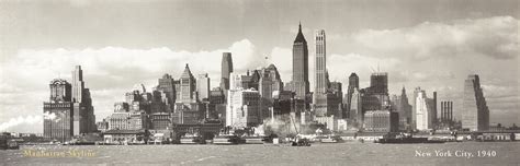 Manhattan Skyline New York City 1940 Detail Art Print By Anonymous
